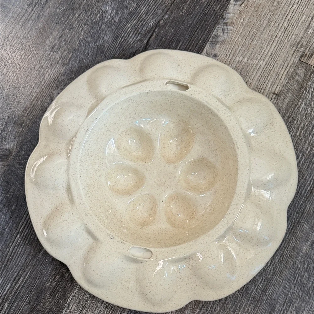 Vintage Easter Floral and Bunny Ceramic Egg Plate